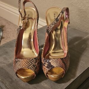 Madden Girl Snakeskin Peep Toe Heels